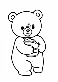 蜂蜜の壺を抱えたくまの塗り絵