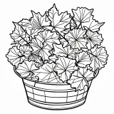 もみじといちょうの落ち葉かごの塗り絵