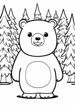 森のくまの塗り絵