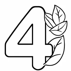 すうじ「4」の塗り絵