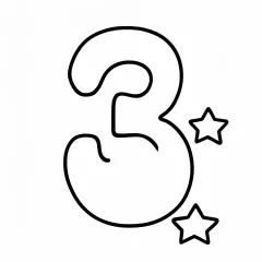 すうじ「3」の塗り絵