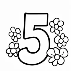 すうじ「5」の塗り絵
