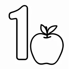 すうじ「1」の塗り絵