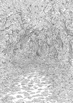 紅葉道の風景画