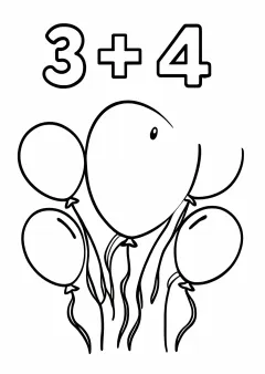 かずあわせ「3+4」の塗り絵