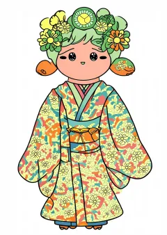 着物の塗り絵（見本）