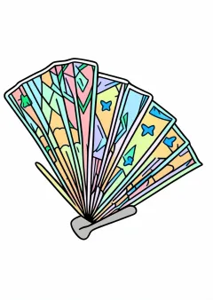 扇子の塗り絵（見本）