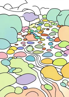 小川の塗り絵（見本）