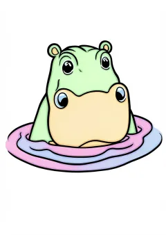 カバの塗り絵（見本）