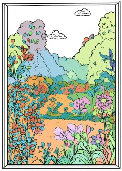 モネ風・窓の塗り絵（見本）