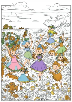 ドガ風・海辺の塗り絵（見本）