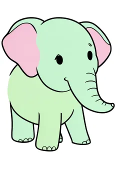 ぞうの赤ちゃんの塗り絵（見本）
