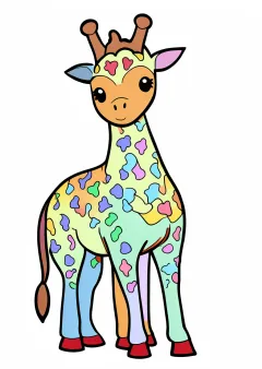 キリンの赤ちゃんの塗り絵（見本）