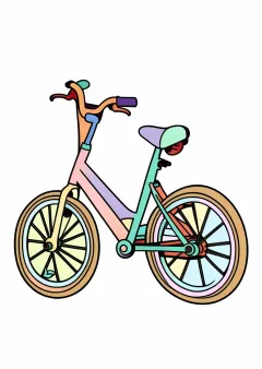 数字ぬりえ・じてんしゃ（脳トレ）（見本）