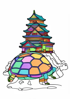 亀山城の塗り絵（見本）
