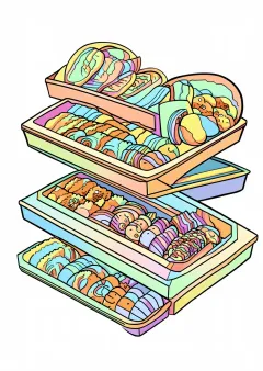 おせち料理の塗り絵（見本）