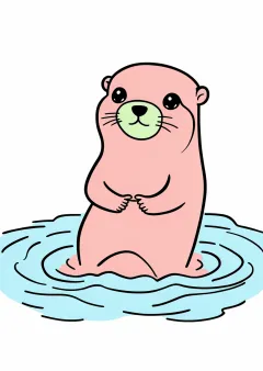 カワウソの塗り絵（見本）